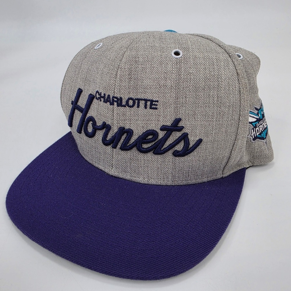 Mitchell & Ness Charlotte Hornets Snapback Hat Gray Purple NBA Basketball OSFM